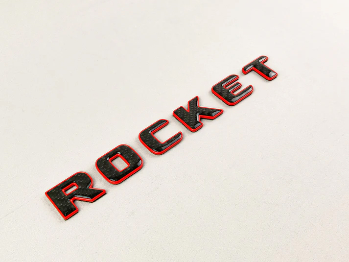 Brabus Rocket Rear Emblem Carbon with Red Metal Badge for Mercedes-Benz Cars